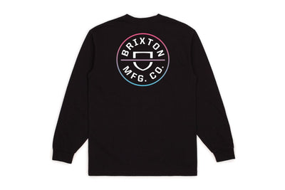 Brixton Crest Standard Long Sleeve T - Black/Light Blue/Pink