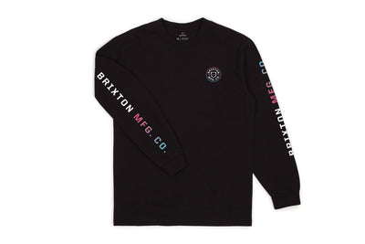 Brixton Crest Standard Long Sleeve T - Black/Light Blue/Pink