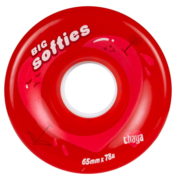 Ruedas para patines Chaya Big Softies, color rojo, 65 mm, 78a, paquete de 4