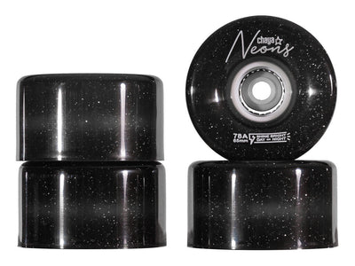Chaya Neons LED Light Up Roller Skate Wheels Black 65mm 78a - 4 Pack