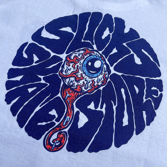 Camiseta Slick's Skate Store Eyeball - Blanco
