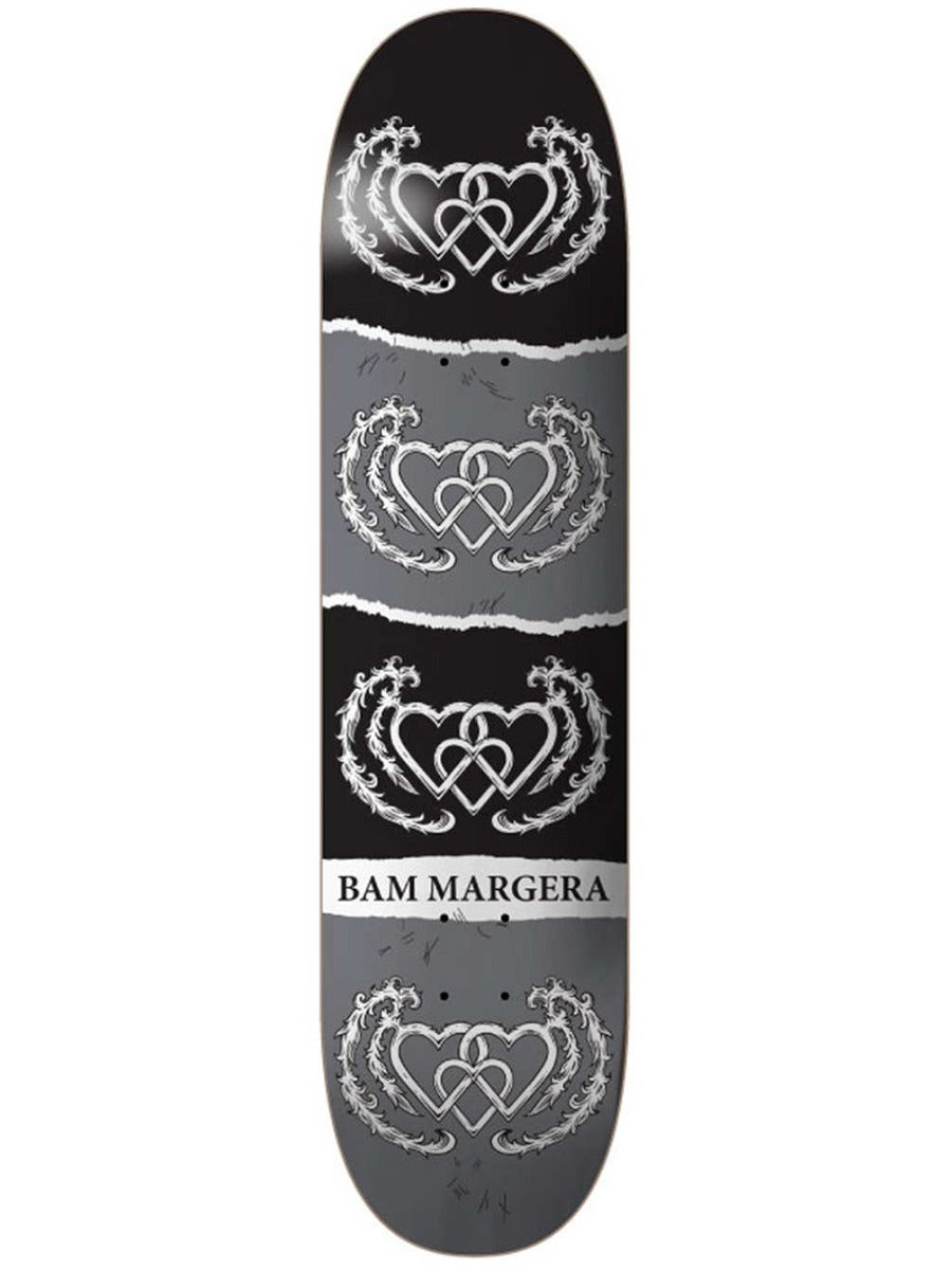 Heart Supply Bam Margera Three Hearts Tabla negra y gris - 8.0"