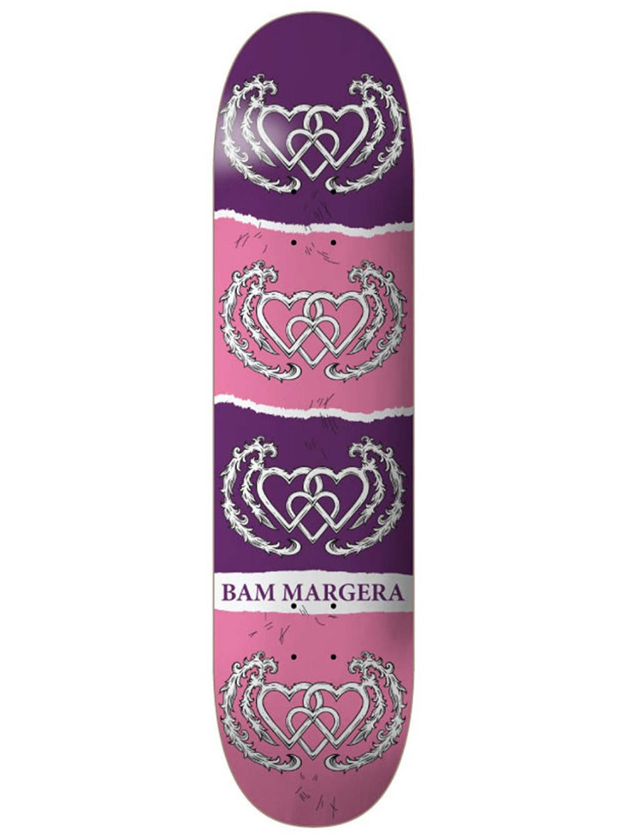 Heart Supply Bam Margera Three Hearts Purple and Pink Deck - 8.25"