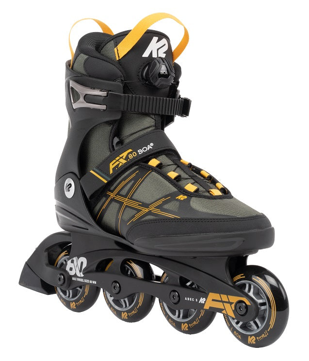K2 FIT 80 Boa Inline Skates - Grey/Mustard
