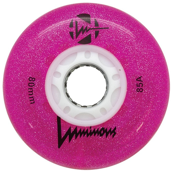 Luminous Light Up Inline Skate Wheels - Pink Glitter 4 Pack