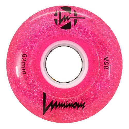 Luminous Light Up Quad Wheels Pink Glitter 62mm - 4 Pack