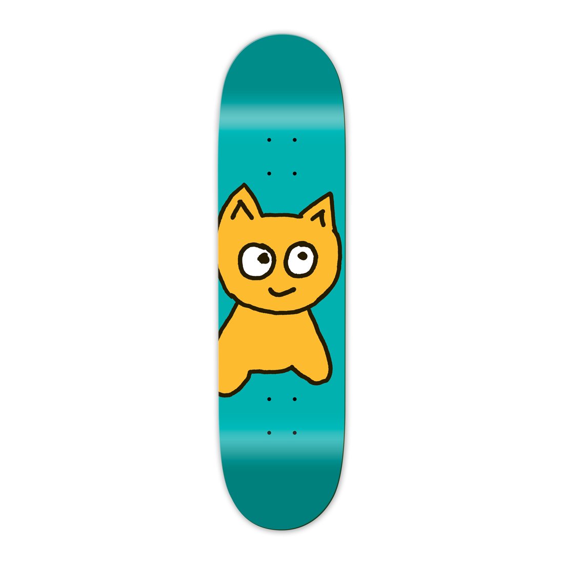 Meow Big Cat Teal Skateboard Deck - 7.5"