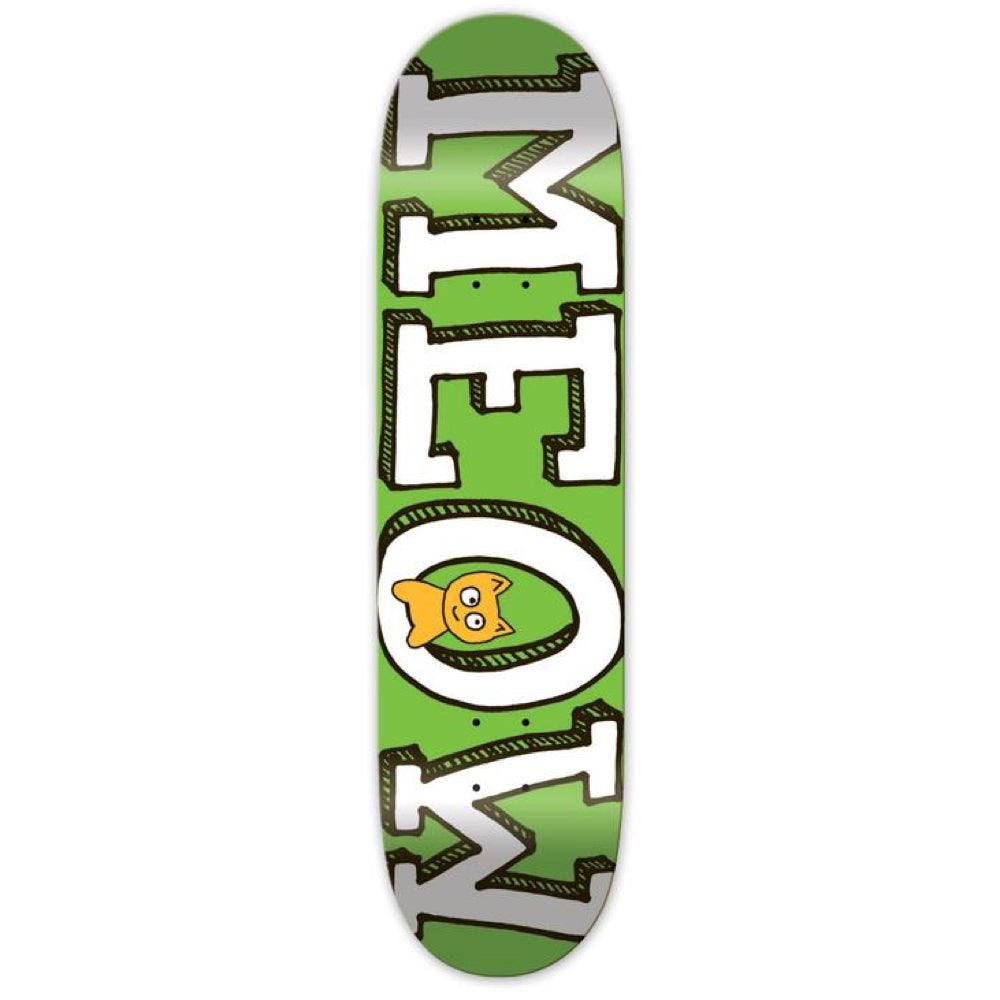 Meow Logo Green Skateboard Deck - 7.5"