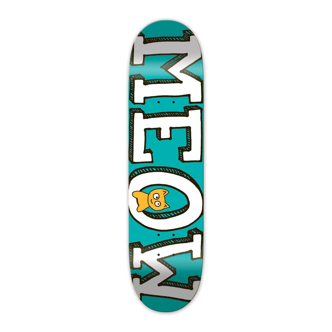 Meow Logo Teal Skateboard Deck - 8.0"