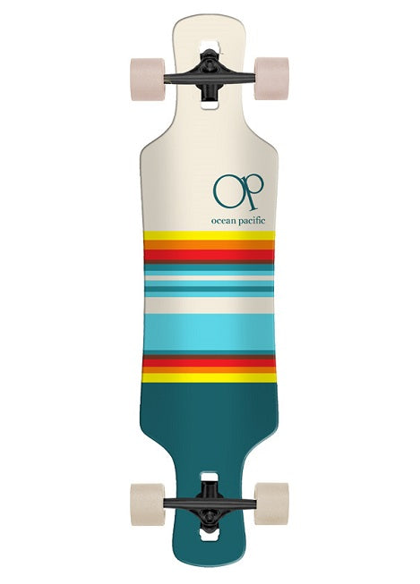 Ocean Pacific Swell White and Teal Drop Through Longboard - 36"