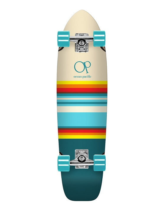 Ocean Pacific Swell White/Teal Cruiser Skateboard - 31"