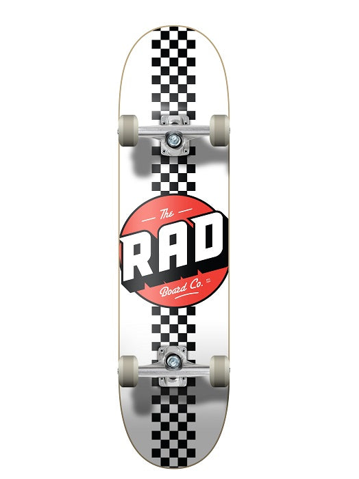 Rad Checker Stripe Progressive Skateboard White/Black - 7.75"