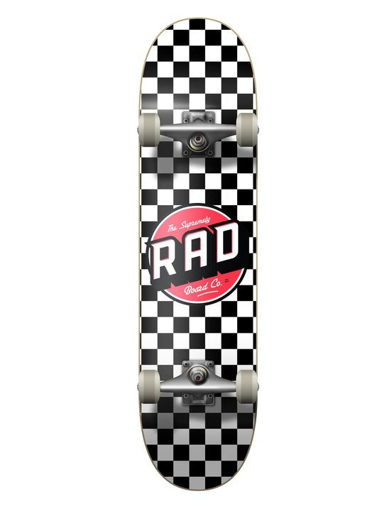 Rad Checkers 2 Dude Crew Skateboard Black/White - 7.75"