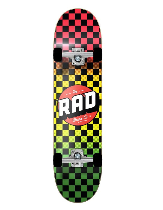 Rad Checkers Dude Crew Skateboard Rasta Fade - 8.0"