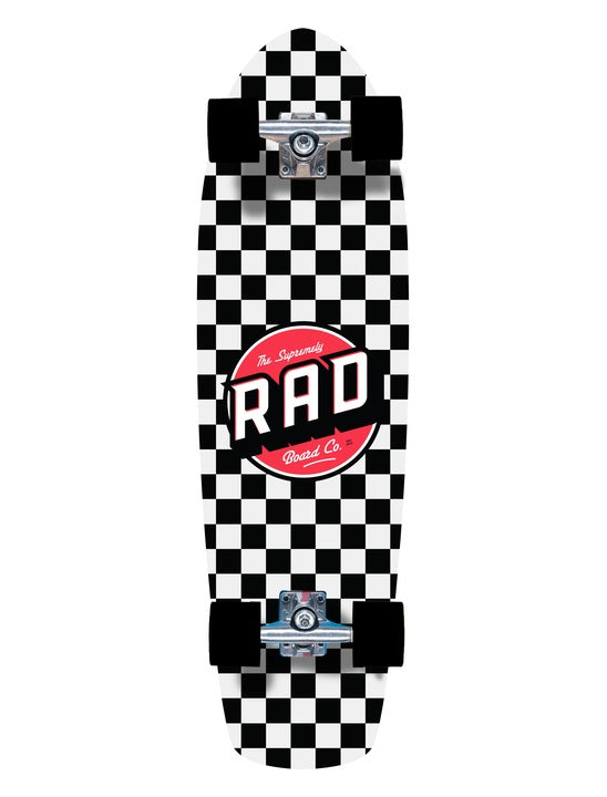 Rad Checkers Retro Roller Noir/Blanc Cruiser Skateboard - 28"