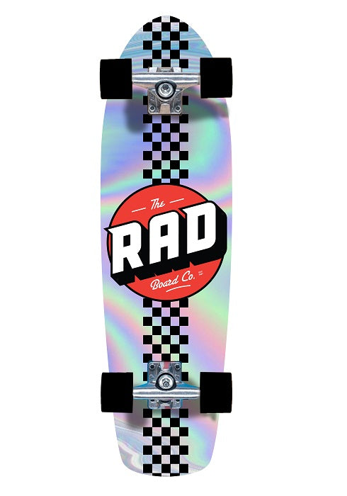 Rad Checkers Retro Roller Holographic Cruiser Skateboard - 28"