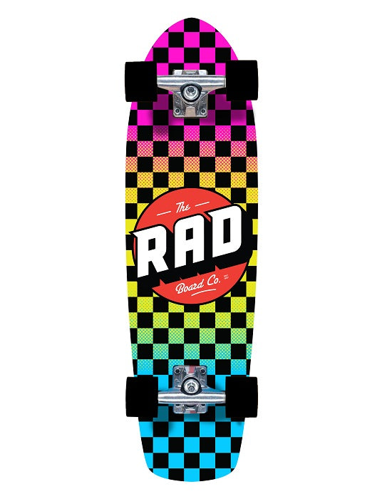 Rad Checkers Retro Roller Neon Fade Cruiser Skateboard - 28"
