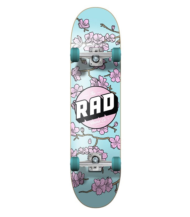Rad Cherry Blossom Dude Crew Skateboard Pink/Blue - 7.75"