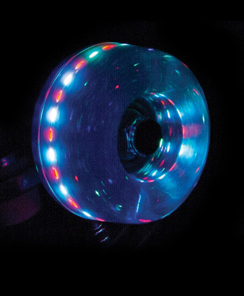 Rio Roller Ruedas para patines con luces y purpurina azul, 58 mm, juego de 4