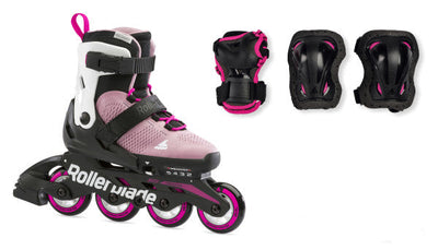 Rollerblade Microblade Adjustable Kids Skates Combo Pack - Pink/White