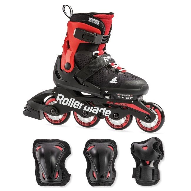 Rollerblade Microblade Paquete combinado de patines para niños - Negro/Rojo
