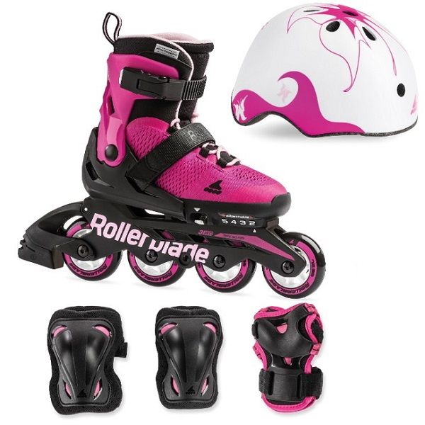 Rollerblade Microblade Kids Skates Cube Pack - Pink/Bubble gum