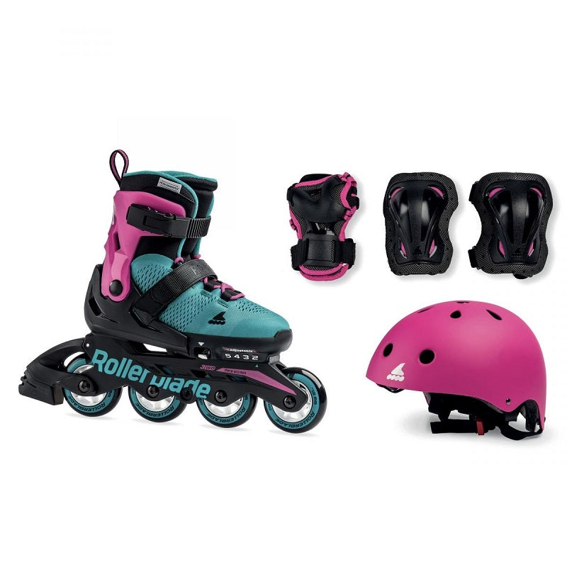 Rollerblade Microblade Kids Skates Cube Pack - Pink/Emerald