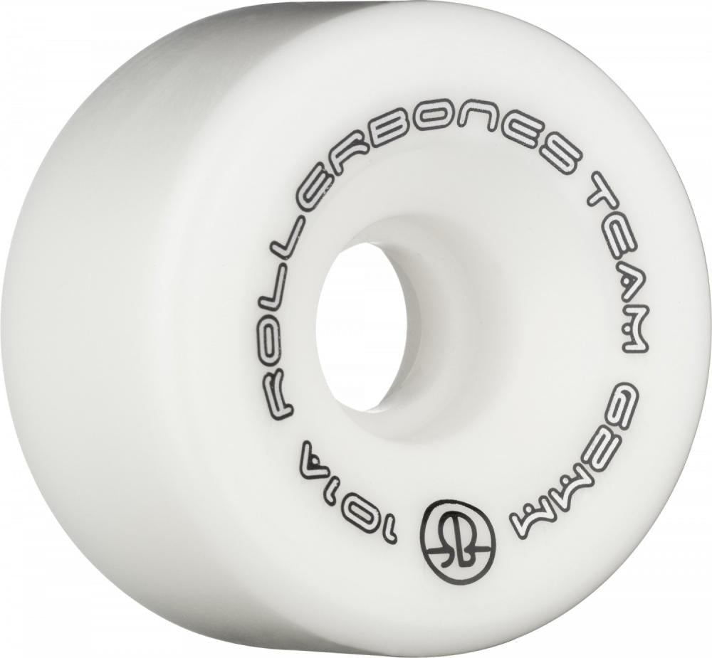 Rollerbones Team Logo Wheels White 62mm 101a - Set of 8