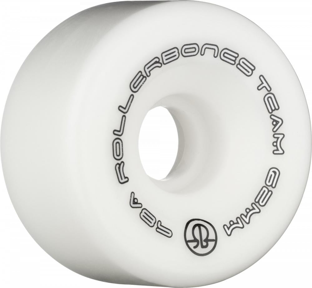 Rollerbones Team Logo Wheels White 62mm 98a - Set of 8