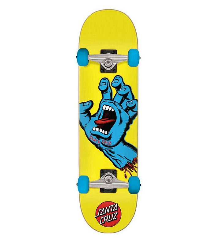Santa Cruz Screaming Hand Yellow Skateboard - 7.75"