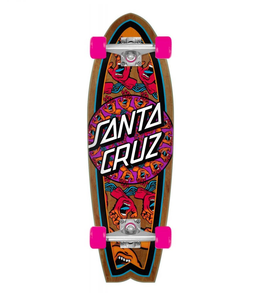 Santa Cruzer Mandala Hand Shark Cruiser Skateboard - 27.7"