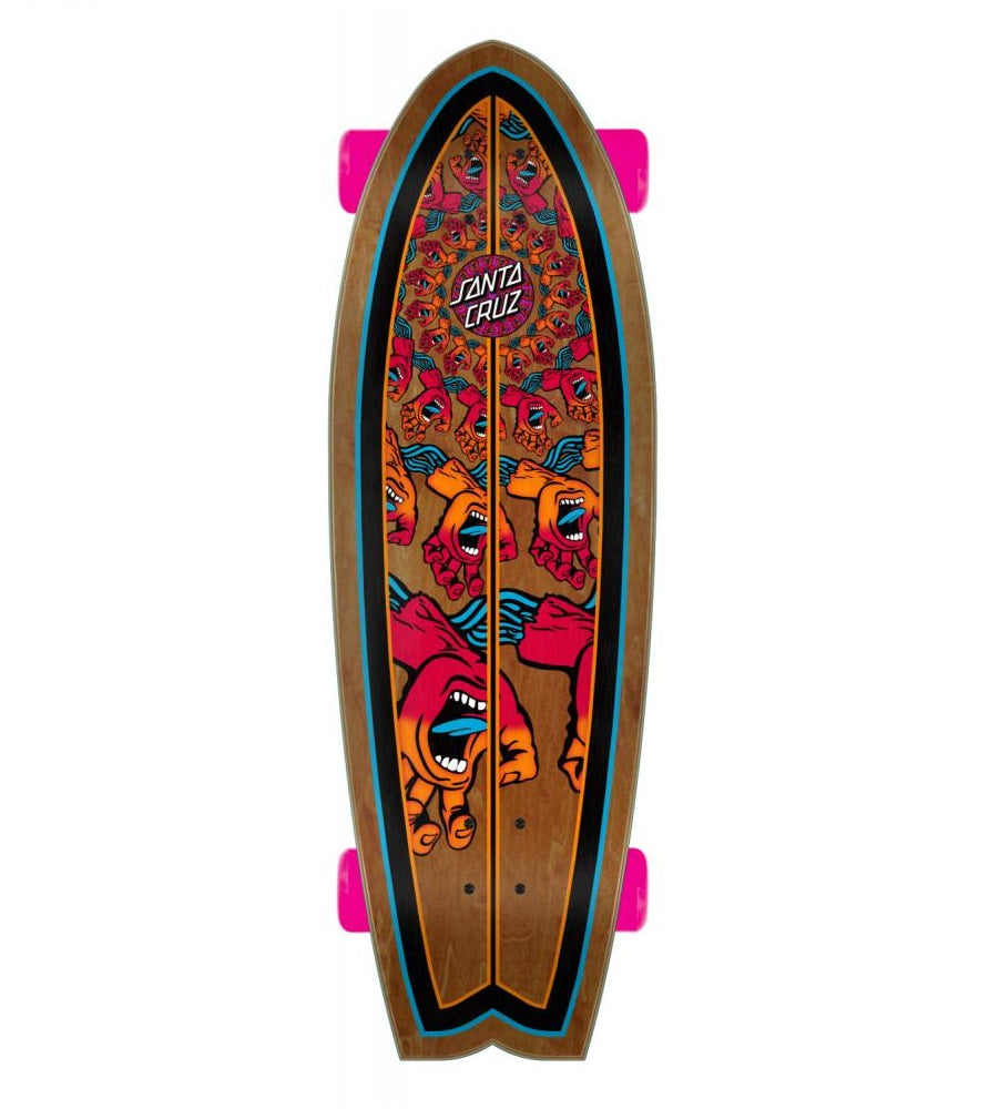 Skateboard Santa Cruzer Mandala Hand Shark Cruiser - 27,7"