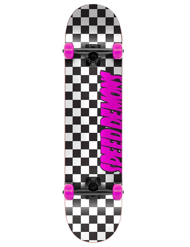 Speed Demons Checkers Black/Pink Skateboard - 7.75"