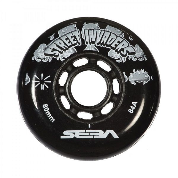 Street Invaders Inline Skate Wheels 84a - Black 4 Pack