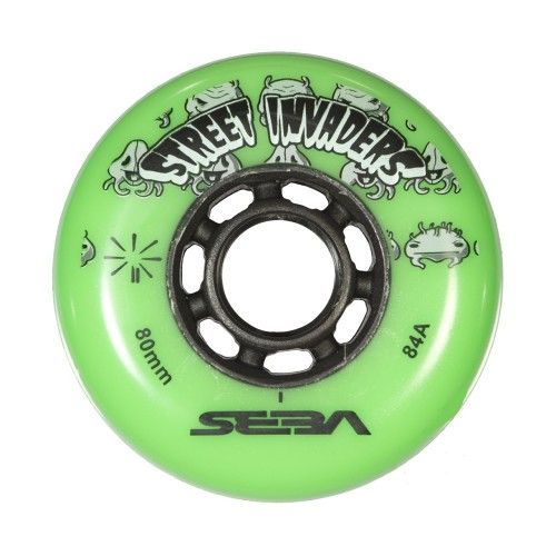 Street Invaders Inline Skate Wheels 84a - Green 4 Pack