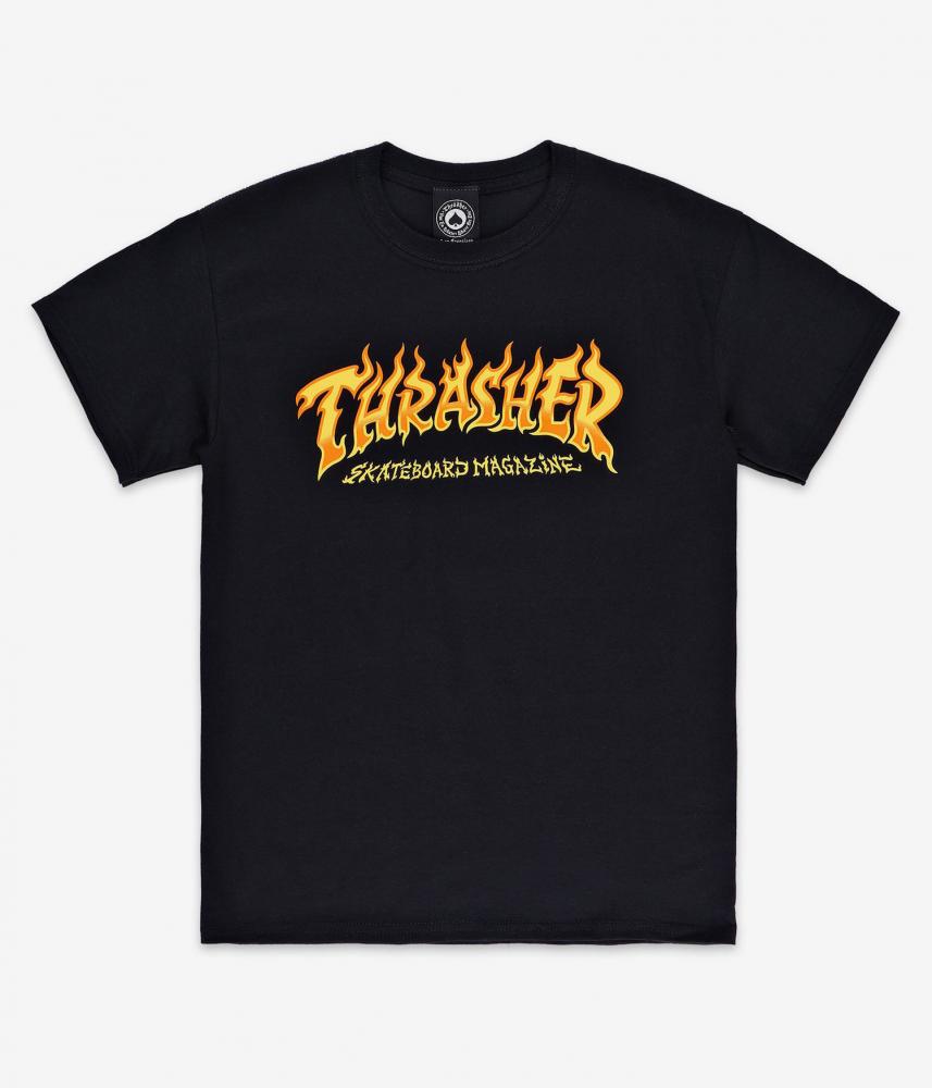 Thrasher Fire Logo T-Shirt - Black