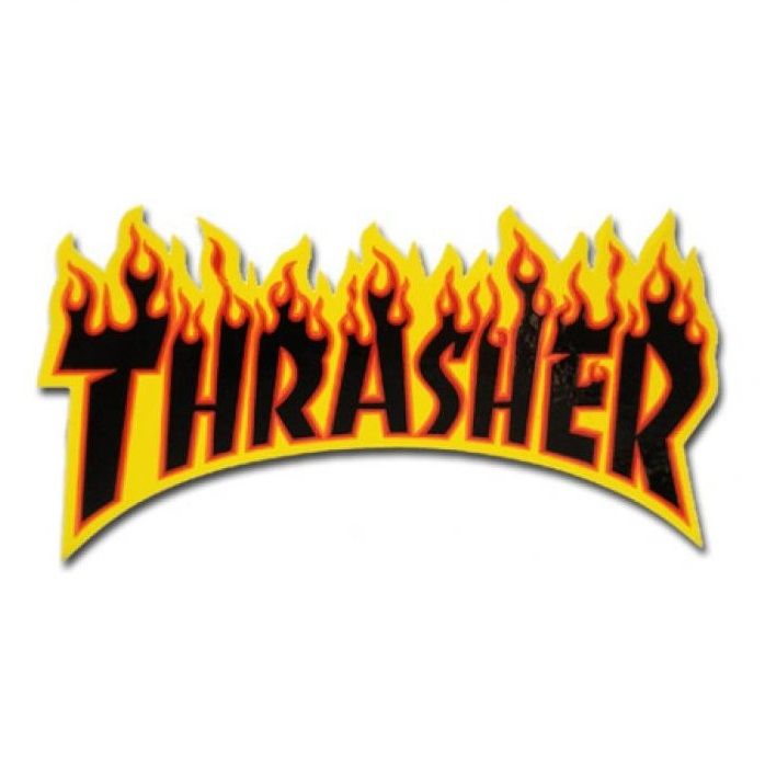 Thrasher Flame Logo Black Medium Sticker