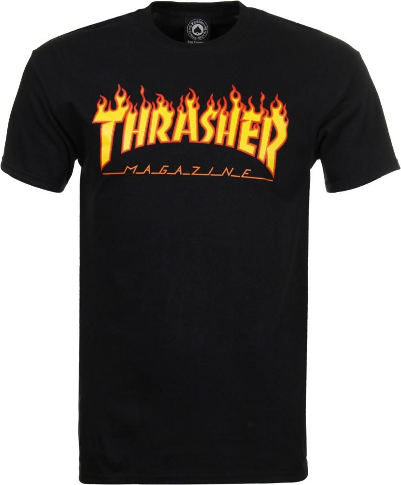 Camiseta Thrasher Flame Logo - Negro