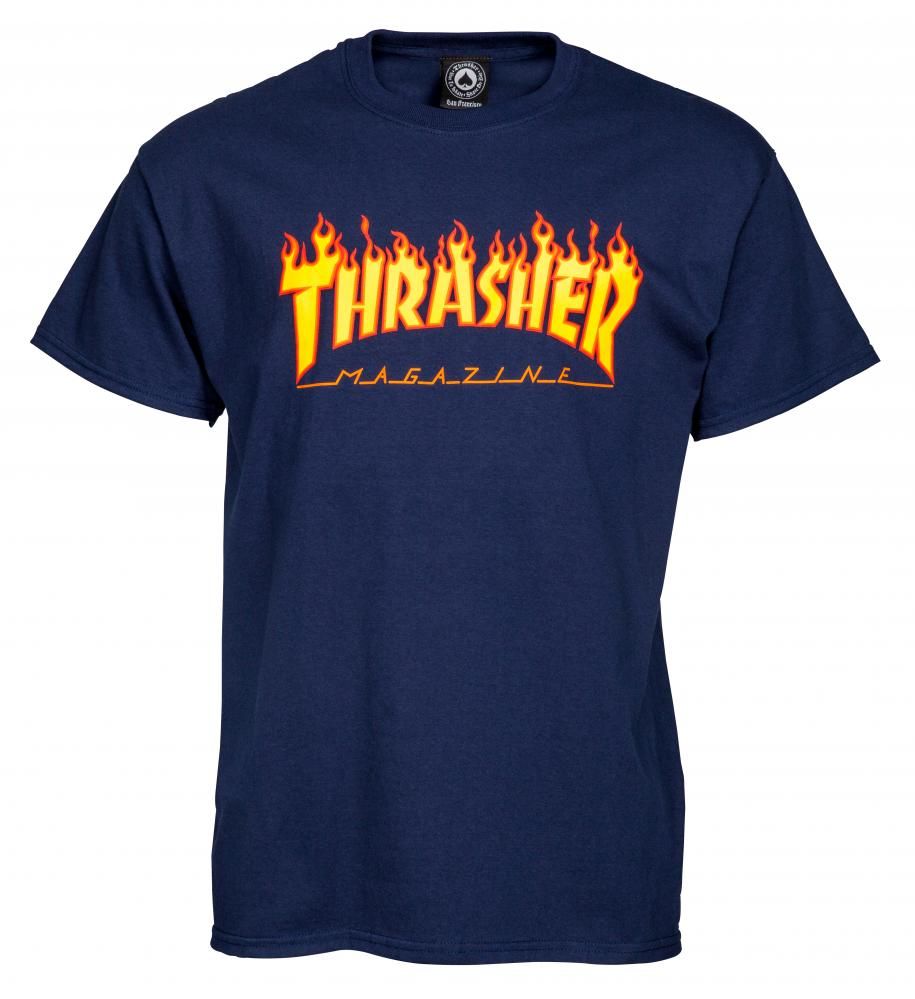 T-Shirt Thrasher Flame Logo - Marine