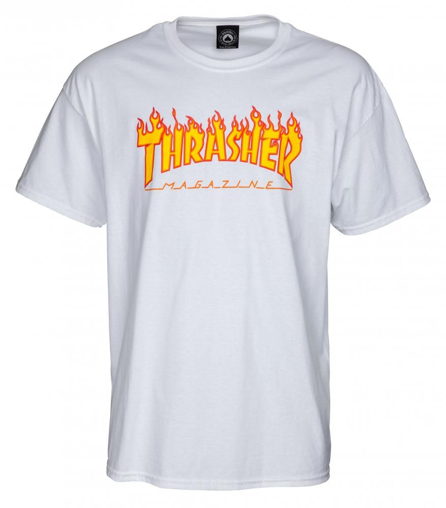 T-shirt Thrasher Flame Logo - Blanc