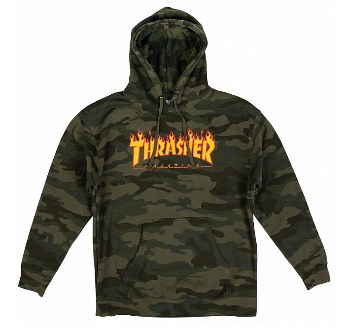 Sweat à capuche avec logo flamme camouflage Thrasher Forest
