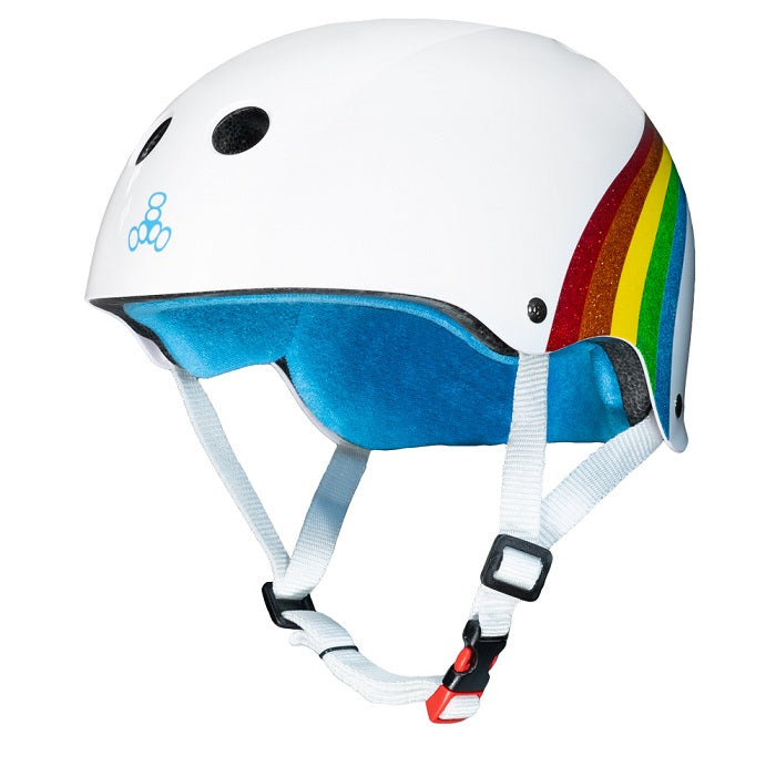 Triple 8 Sweatsaver Helmet - White Rainbow Sparkle